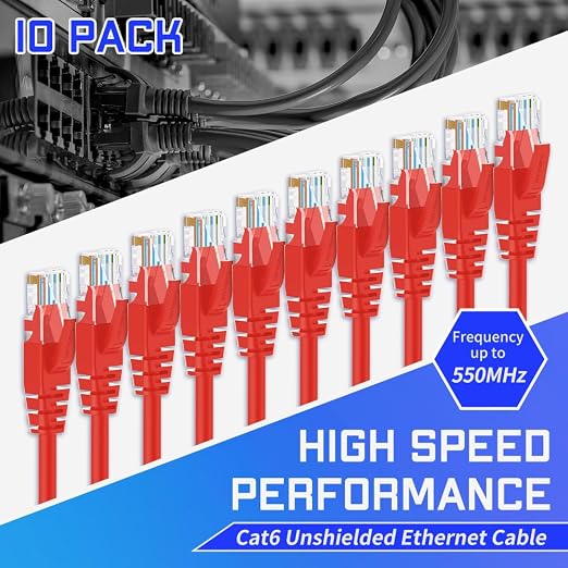 Cat6 Ethernet Cable 3 Feet 10 Pack Network RJ45 Cat6 Internet Patch Cable - Image 2