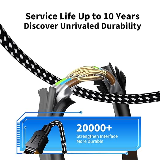 Cat 8 Round Ethernet Cable 25FT, Nylon Braided High Speed Internet Network Cable - Image 3
