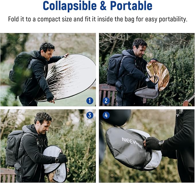 NEEWER 43"/110cm Light Reflector Kit, 5 in 1 Collapsible Round Reflector - Image 5