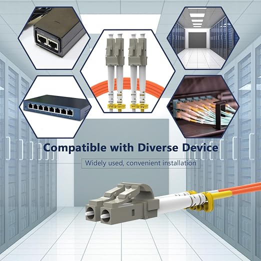 OM1 LC to LC Fiber Patch Cable 20m/66ft, Length Options:0.2m-20m, 1G/10GB - Image 7