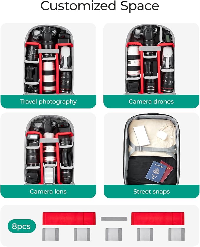 BAGSMART Rolling Camera Bag for DSLRs, Professional Large Camera Backpacks for - Image 2