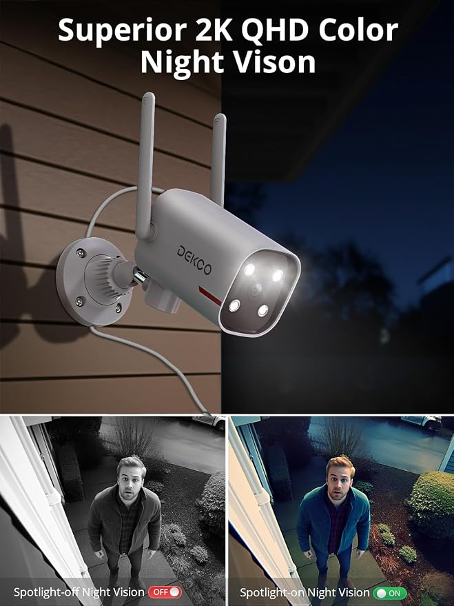 DEKCO WiFi Camera 2K Pan Rotating 180° Wired Outdoor Security Cameras - Image 5