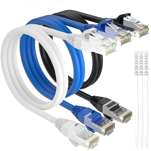 Adoreen Cat 6 Ethernet Cable 0.6 Ft-3 Pack, High Speed Short Patch Cables by Adoreen
