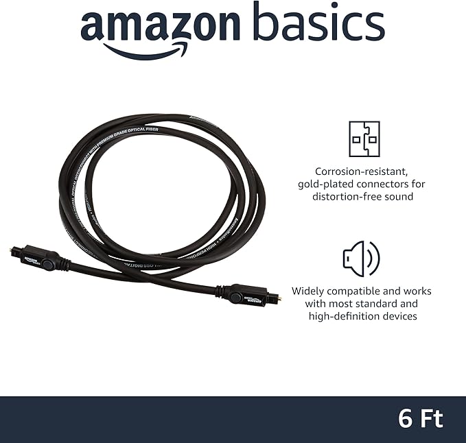 Amazon Basics Toslink Digital Optical Audio Fiber Optic Cable, - Image 2