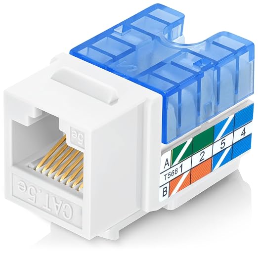 Everest 90° Angled RJ45 Cat5e Keystone Jacks 20-Pack in White by EverestMediaSolutions