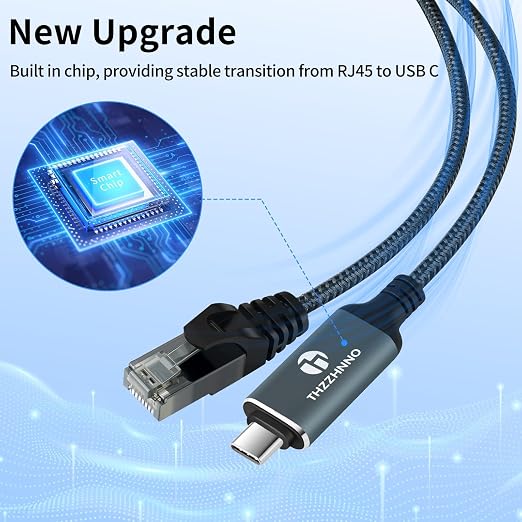 USB C to Ethernet Cable 10FT, Type C to RJ45 Gigabit LAN Network Cord, Directly - Image 3