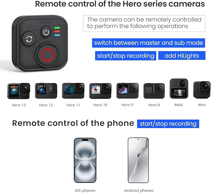 Bluetooth Remote Control for Insta360 X5/X4/X3/X2/Go 3S/ACE Pro 2, GoPro Camera - Image 3