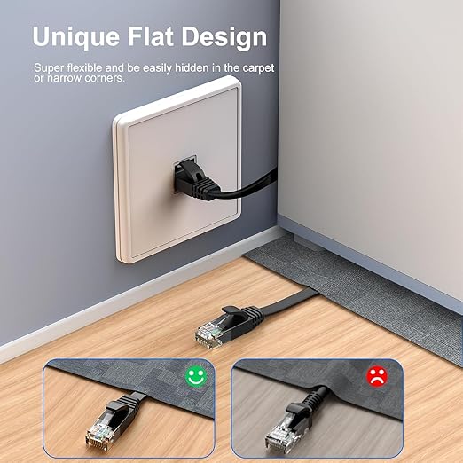 Cat 6 Ethernet Cable 10 ft Flat Internet Network Cables - Image 3