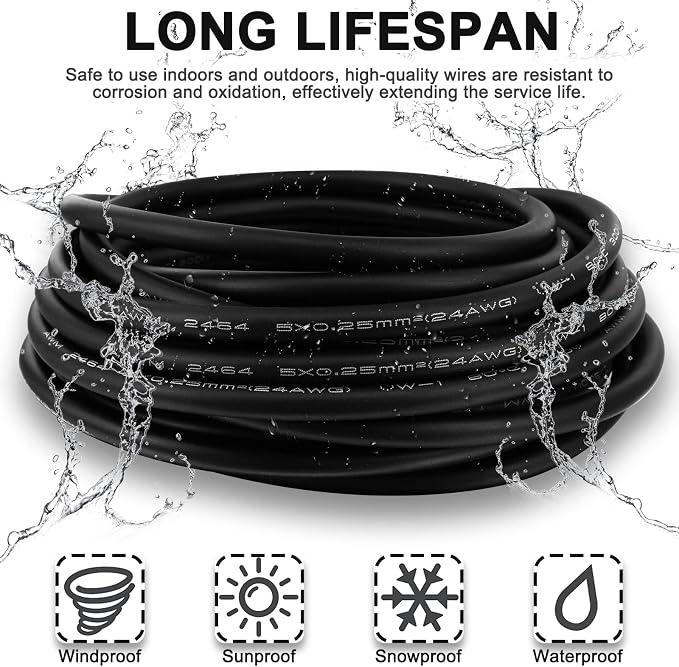 M12 Female 5 Pin Right Angle 6.5Ft/2M Connector Aviation Link Cable - Image 4