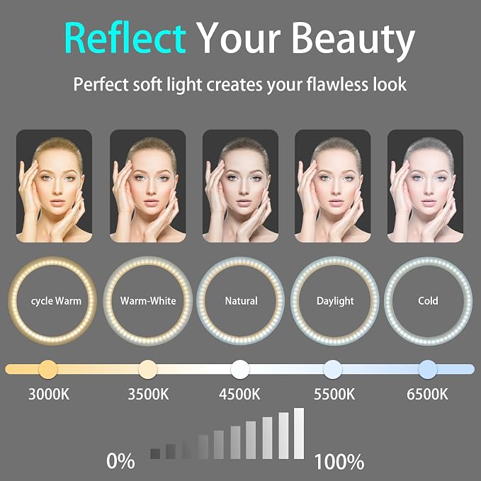 10" Desk Ring Light with Stable Tripod & Phone Holder, 120 LEDs 5-Color - Image 7