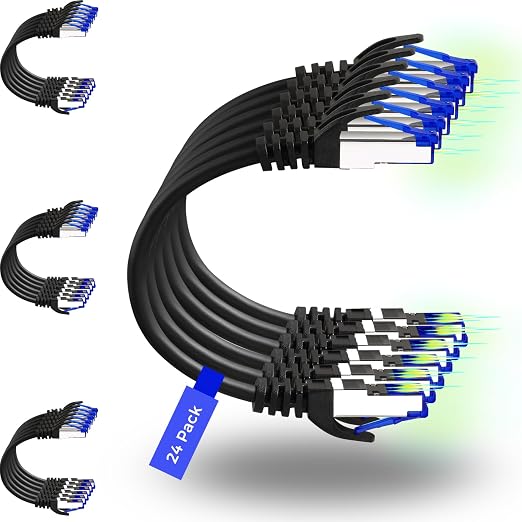 Rapink Patch Cables Cat8 2ft 24 Pack Slim, Cat8 Ethernet Patch Cable 40G Support by Rapink