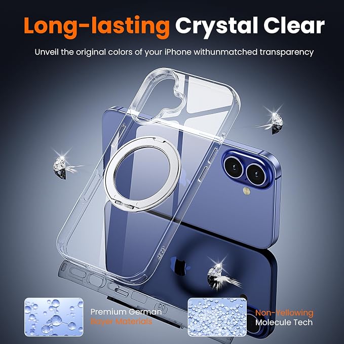 toushion 3 in 1 for iPhone 16 Plus Case Clear Ring Holder | Screen Protector *1 - Image 5
