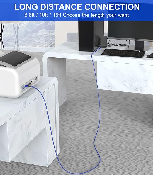 sweguard Printer Cable 10ft 2-Pack, USB Printer Cord USB 2.0 Type A Male to B - Image 5