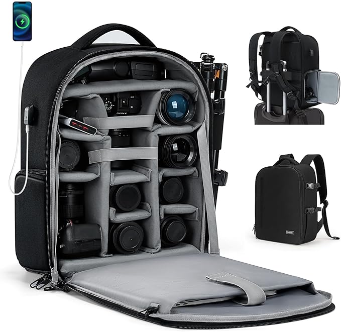 Cwatcun DSLR Camera Backpack，Large DSLR Camera Bag by FocusonCameraBag