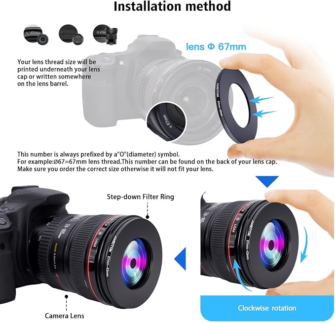 67mm Lens to 43mm Camera Lens Adapter, 67mm to 43mm Filter Step-Down Ring - Image 4