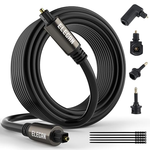 Elecan Optical Audio Cable 75 Ft Digital Audio Toslink Cable Cord-Fiber by Elecan