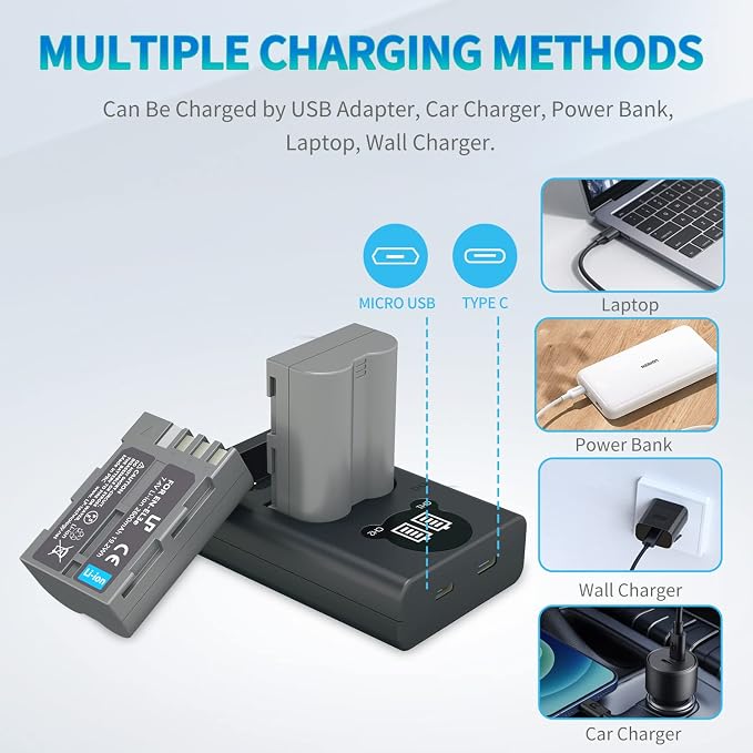 LP EN-EL3e Battery 2-Pack and Charger - Image 5
