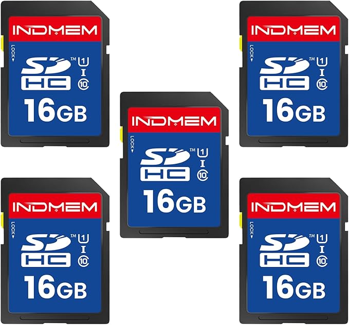 16GB SD Card, 5 Pack SDHC Memory Cards UHS-I U1 Class 10 High-Speed Full HD by elecacc
