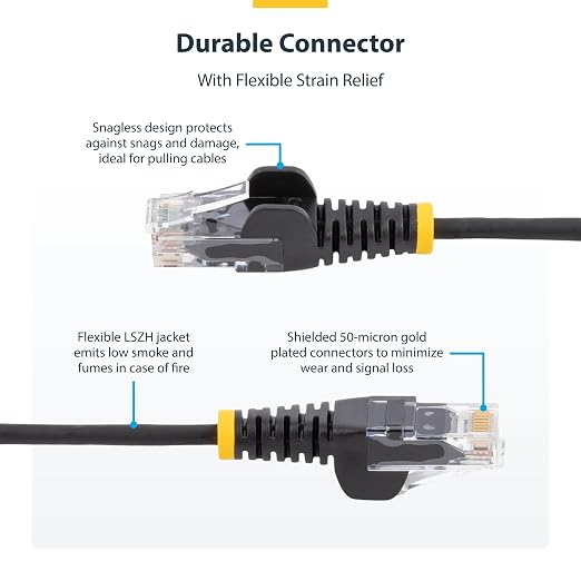 StarTech.com 15ft Yellow Slim CAT6 Ethernet Cable, Snagless RJ45, 28AWG Pure - Image 3