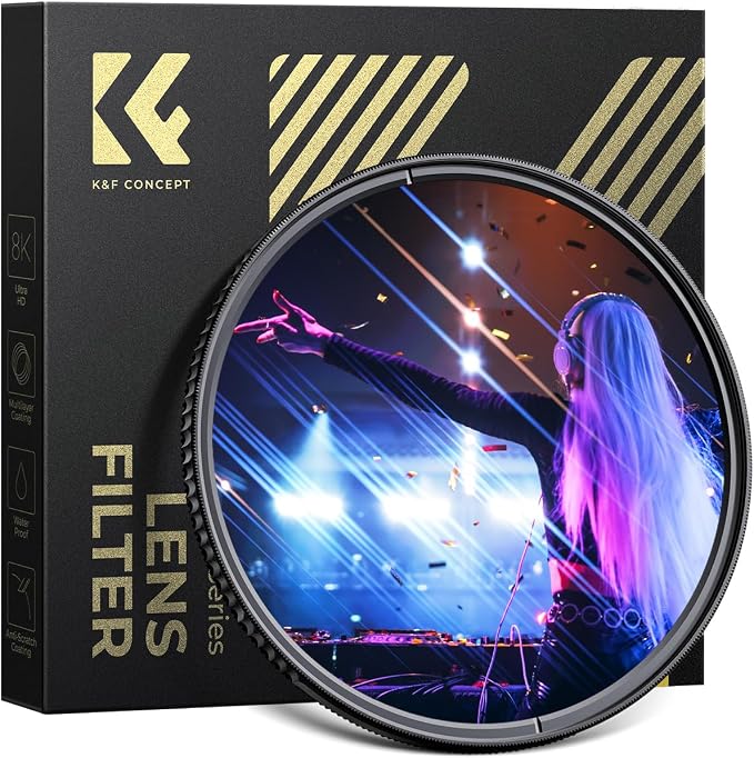 K&F CONCEPT 77mm Bue Streak Effect Lens Filter Anamorphic Optical Glass Light by KFCONCEPT