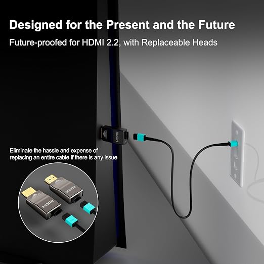 RUIPRO 8K Detachable Full Fiber Optic Armored HDMI 2.1 Cable 130FT, Ultra High - Image 4