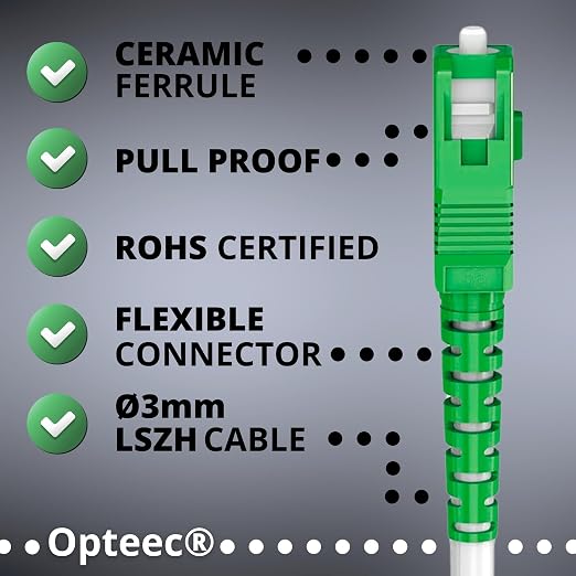 opteec® - Shielded Fibre Optic Cable - 1.5M - ORANGE/SFR/BOUYGUES/SOSH/RED by - Image 7
