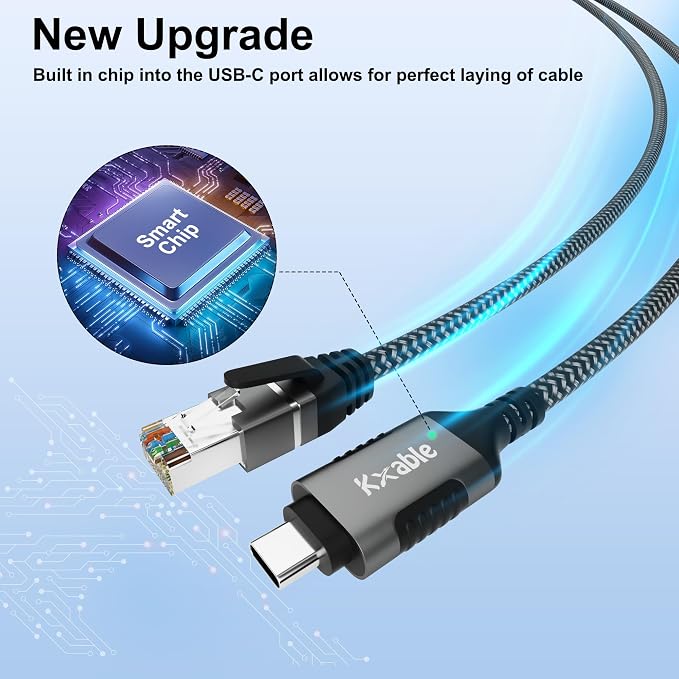 USB C to Ethernet Cable 2FT, Type C to RJ45 Cord, Gigabit Directly Connected - Image 5