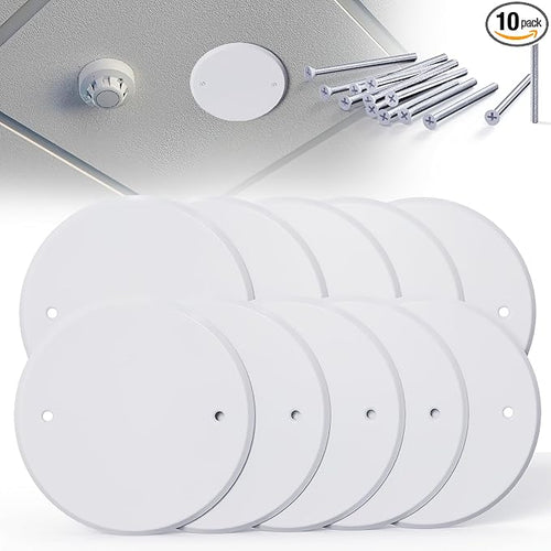 10 Pcs Smoke Detecte Cover Plate, 5 Inch Metal Round Blank Ceiling Cover Plate by Wuno