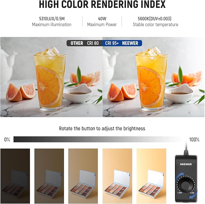 NEEWER 40CM Upgraded Photo Studio Light Box, 4 Backdrops, 5600K 144 LEDs - Image 3