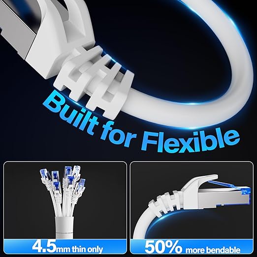 Cat6A Ethernet Cable Shielded 10Gbps 7 ft, Slim Shielded Ethernet Cable Cat 6 - Image 4