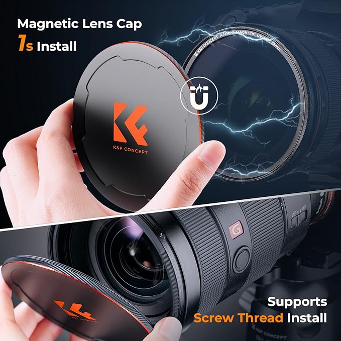 K&F CONCEPT 62mm Magnetic MC UV Lens Protection Filter + Lens Filter Cap - Image 6
