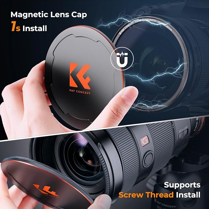K&F CONCEPT 55mm Magnetic MC UV Lens Protection Filter + Lens Filter Cap - Image 6