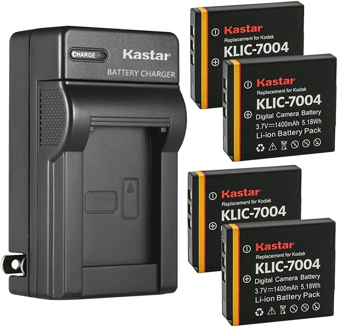 Kastar 4-Pack KLIC-7004 Battery and AC Wall Charger Replacement by Kastar