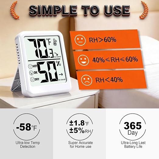 2-Pack Room Thermometer Indoor Hygrometer - Image 4