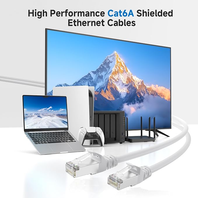 Cable Matters 10Gbps 5-Pack Snagless Short Shielded Cat 6A Ethernet Cable - 1ft - Image 2