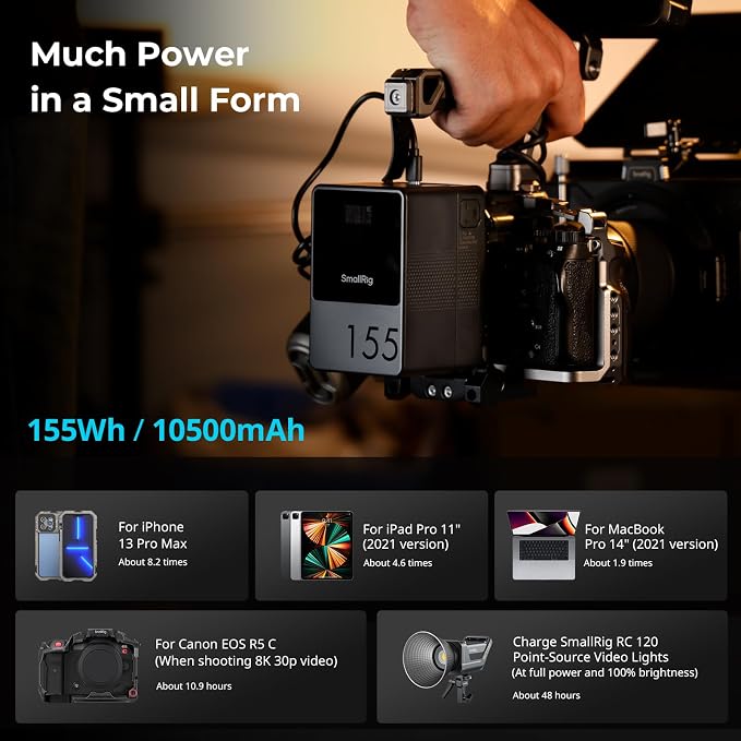 SMALLRIG V Mount Battery VB155, 155Wh / 10500mAh V Mount Battery - Image 7