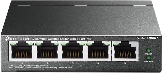 TP-Link TL-SF1005P | 5 Fast Ethernet PoE Switch | 4 PoE+ 10/100 Mbps Ports @67W by TP-Link