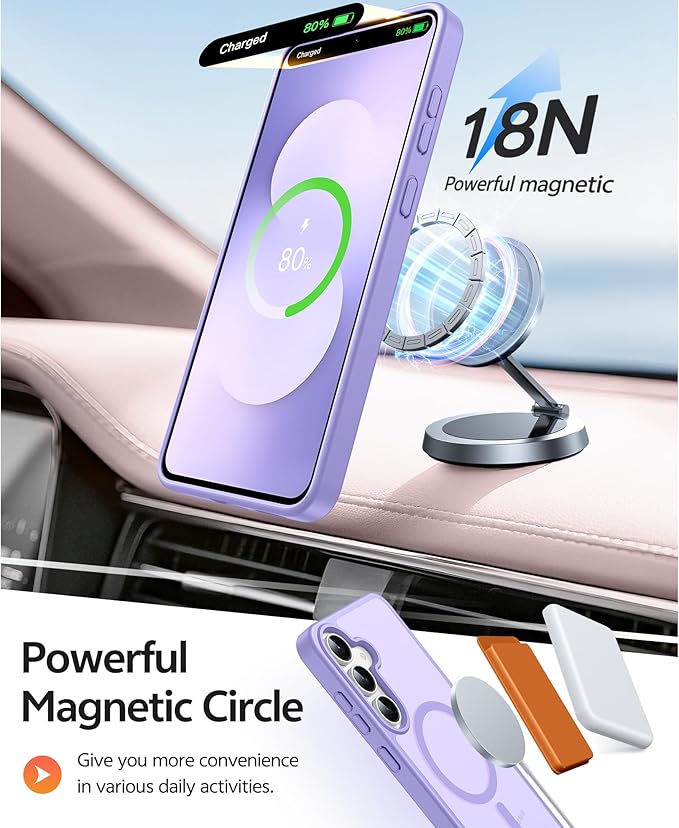 FNTCASE for Samsung Galaxy S25 FE Case: Magnetic Translucent Matte Military - Image 3