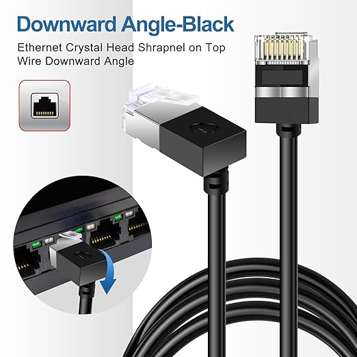 Ultra Thin Cat 6 Ethernet Cable 90° Downward Angle 6.6 Feet, Flexible & Slim - Image 5