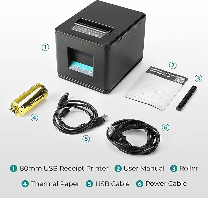 MUNBYN 80mm USB Thermal Receipt Printer, POS Printer - Image 5