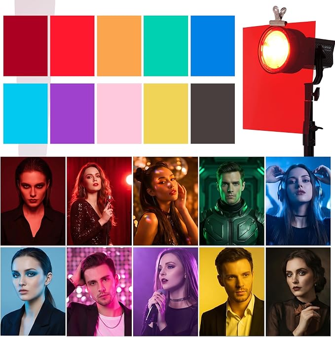 Lystaii 9pcs Gel Light Filter Color Correction Colored Overlays Transparent - Image 4