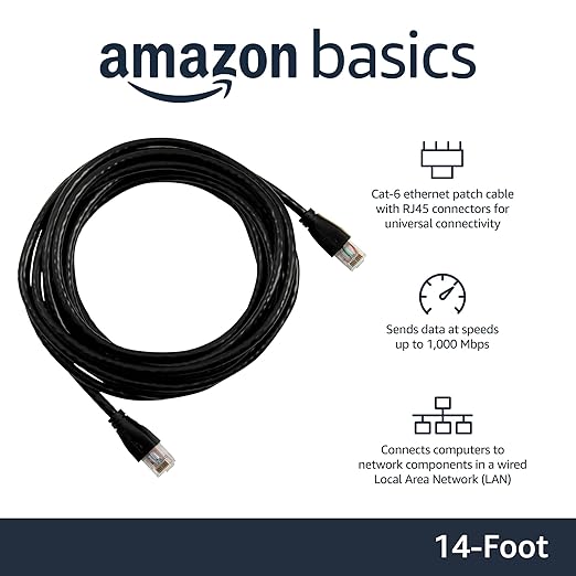Amazon Basics RJ45 Cat-6 Ethernet Patch Cable, 1Gpbs Transfer Speed, 14 Foot - Image 2
