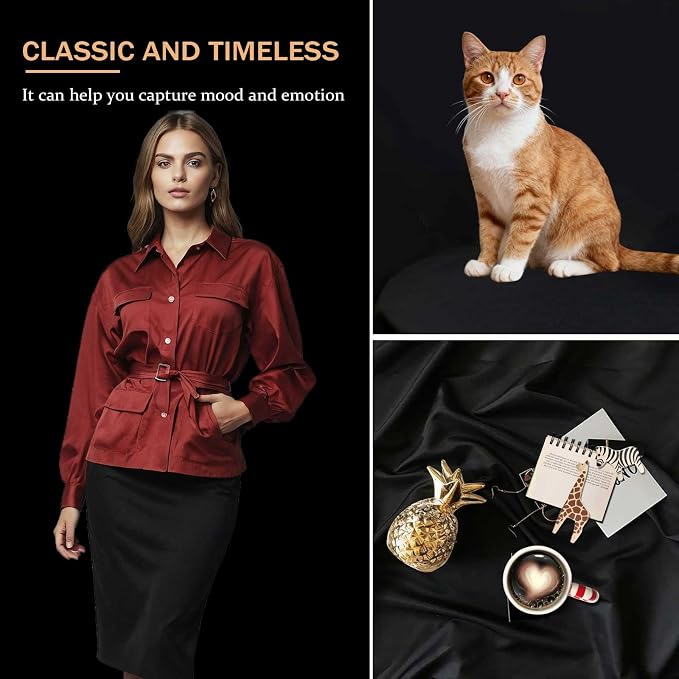 10x8FT Black Backdrop for Photography, High Density Polyester Fabric Background - Image 8