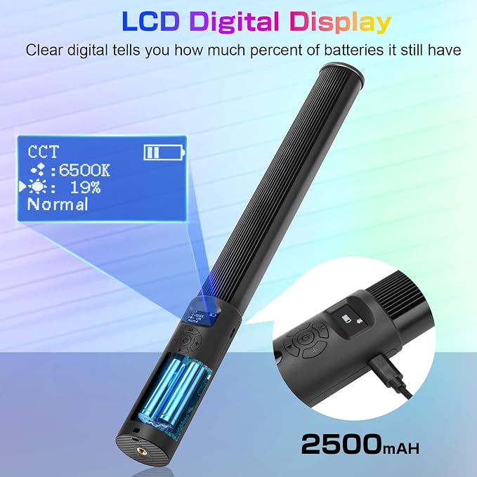 2 Pack RGB LED Video Light Wand Stick, Photography Studio Lighting Kits - Image 6