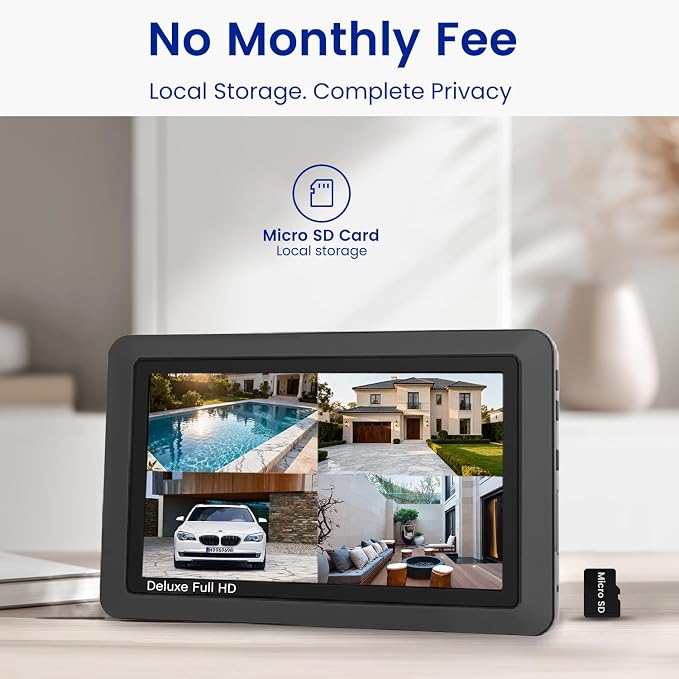 CasaCam Wireless Security Camera System Deluxe | 7" Touchscreen Monitor & 2 - Image 5