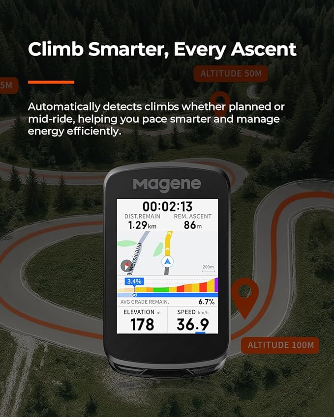 Magene C606 V2 Bike Computer GPS – 2.8" Color Touchscreen, Live Segments - Image 3
