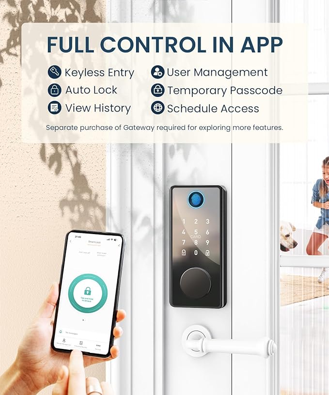 Keyless Entry Smart Deadbolt Lock – Keypad Fingerprint Touchscreen & App Control - Image 4