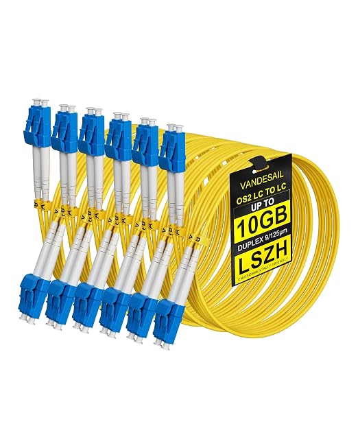 6 Pack LC to LC Fiber Patch Cable OS2 5m, Individually Tested LC LC Single Mode by VANDESAIL