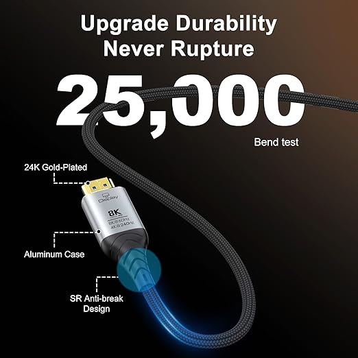 Fiber Optic HDMI Cable 20FT, 8K Long HDMI 2.1 Cable, 48Gbps Ultra High Speed - Image 6