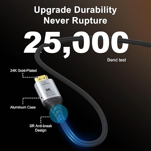 Fiber Optic HDMI Cable 65FT, 8K Long HDMI 2.1 Cable, 48Gbps Ultra High Speed - Image 6